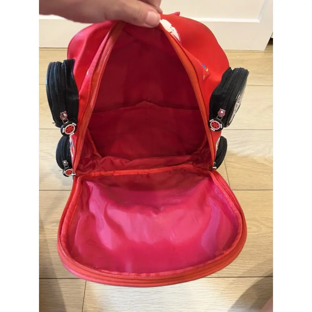 Disney Cars Lightning McQueen Red Yellow Kids Medium Backpack Polyester Zip